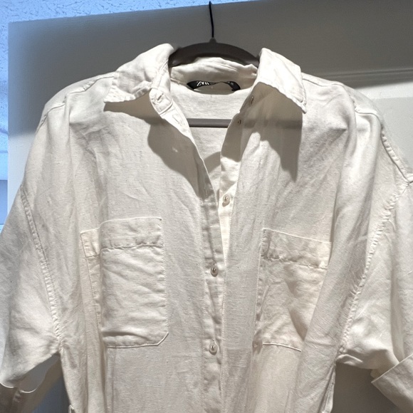 Zara | Dresses | Zara White Linen Shirt Dress Midi | Poshmark